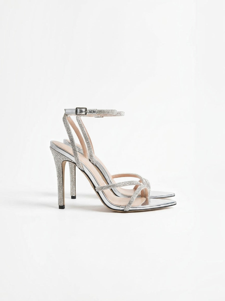 Virelle Rhinestone Strap Heeled Sandals