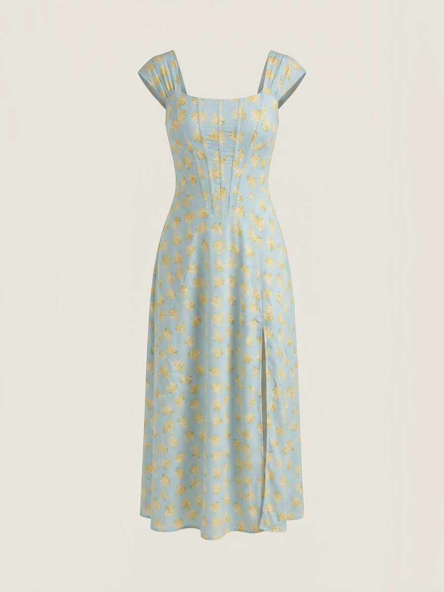 Dahlia Corset Style Square Neck Midi Dress