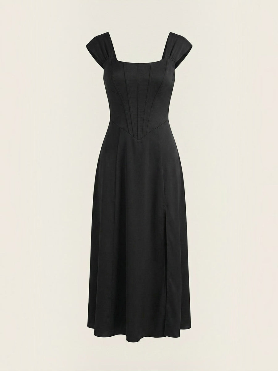 Dahlia Corset Style Square Neck Midi Dress