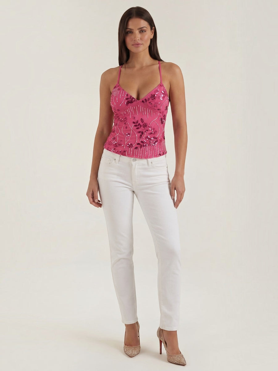 Dottie Sequin V Neck Cami Top
