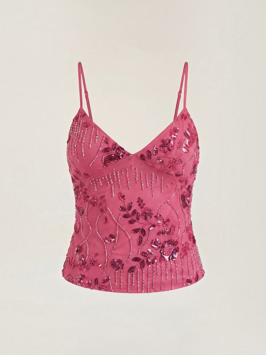 Dottie Sequin V Neck Cami Top