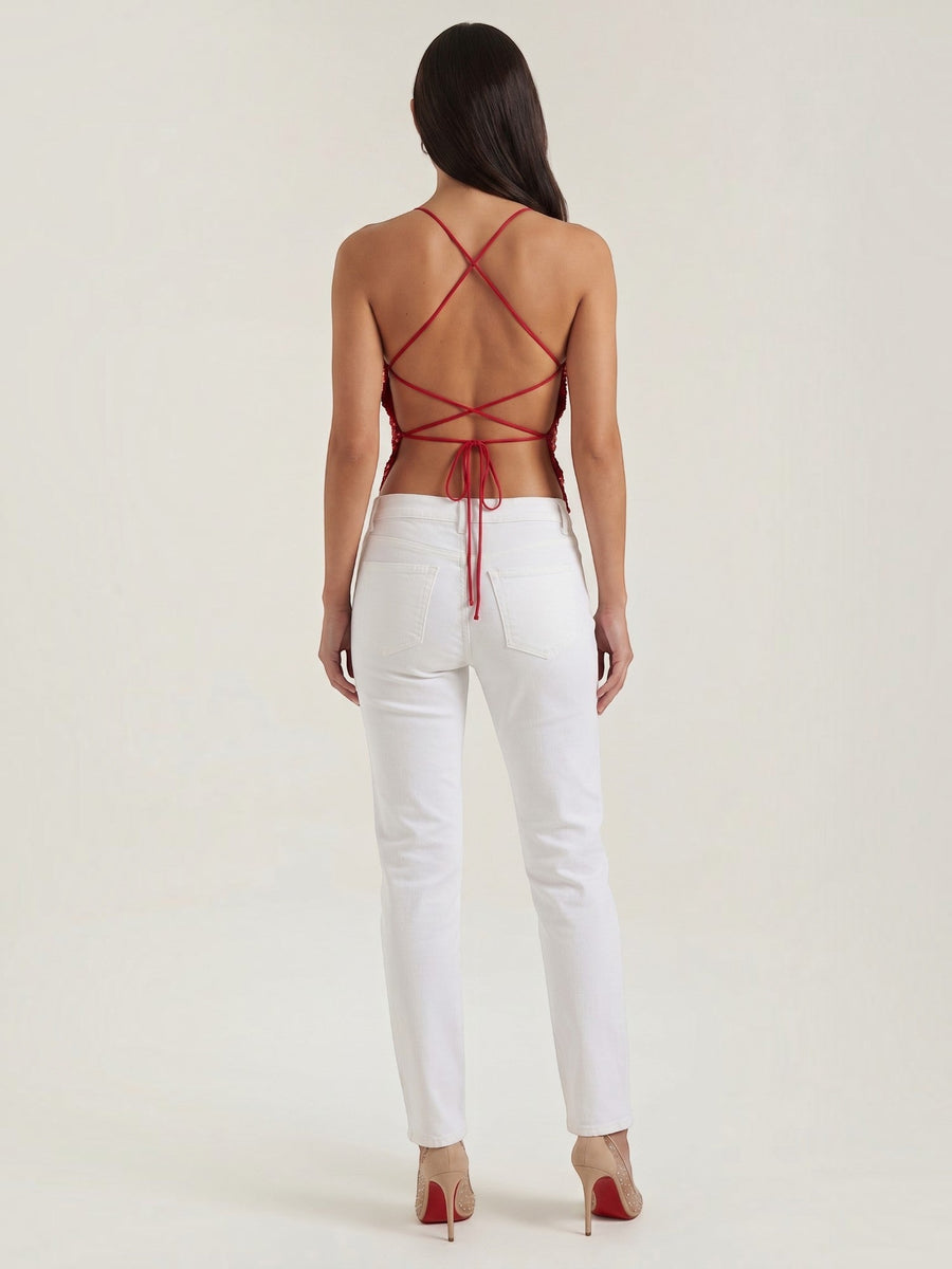 Dottie Sequin V Neck Cami Top