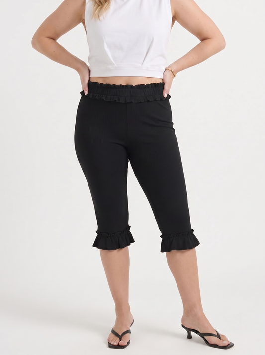 Mishella Ruffle Trim Capri Pants
