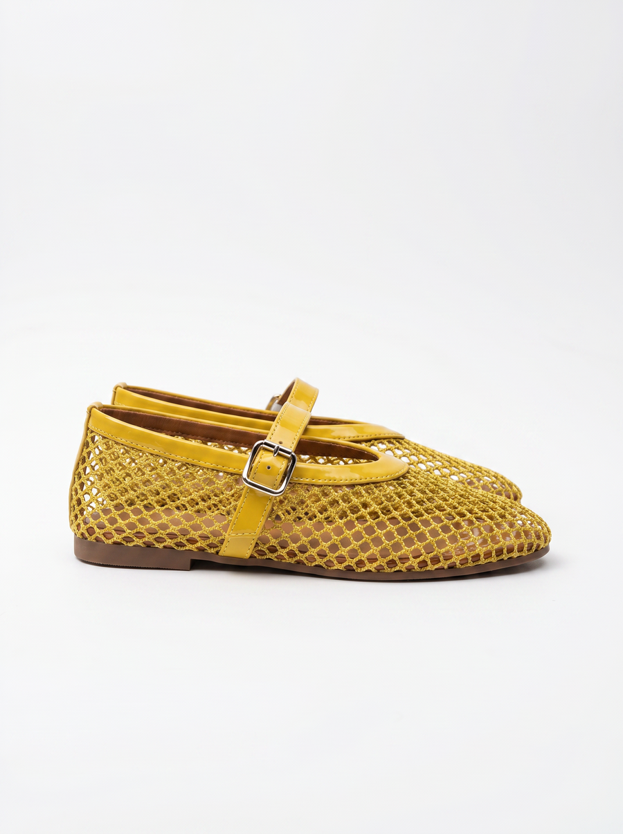Ginger Mesh Strap Ballet Flats