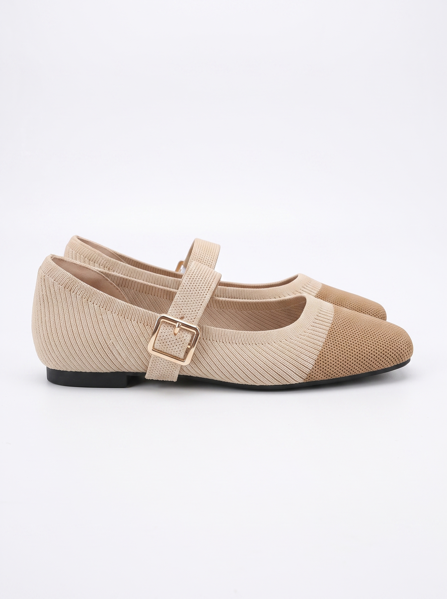 Mila Knit Look Strappy Ballet Flats