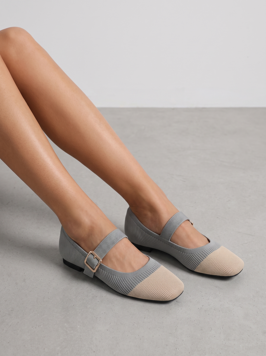 Mila Knit Look Strappy Ballet Flats