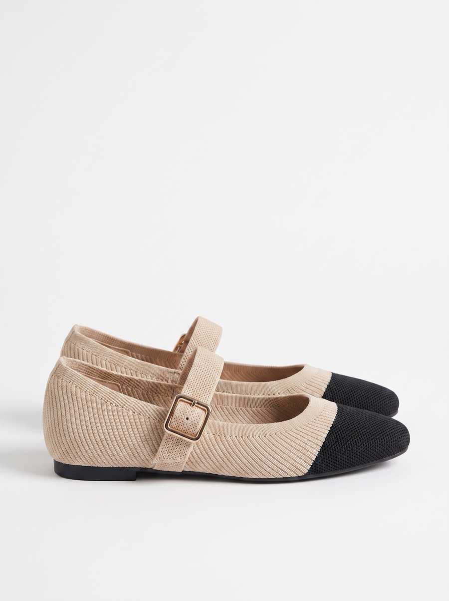 Mila Knit Look Strappy Ballet Flats