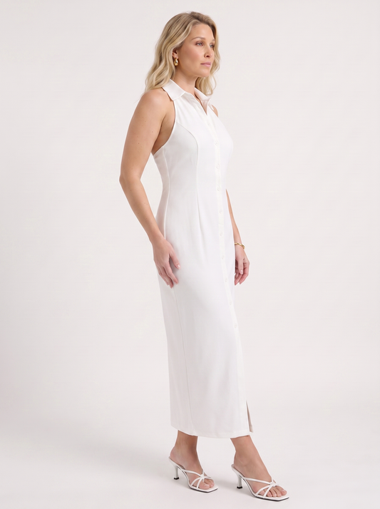 Mirella Button Front Collared Maxi Shirt Dress