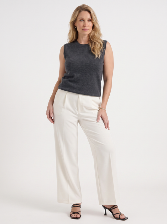 Iona Ribbed Trim Sleeveless Knit Vest