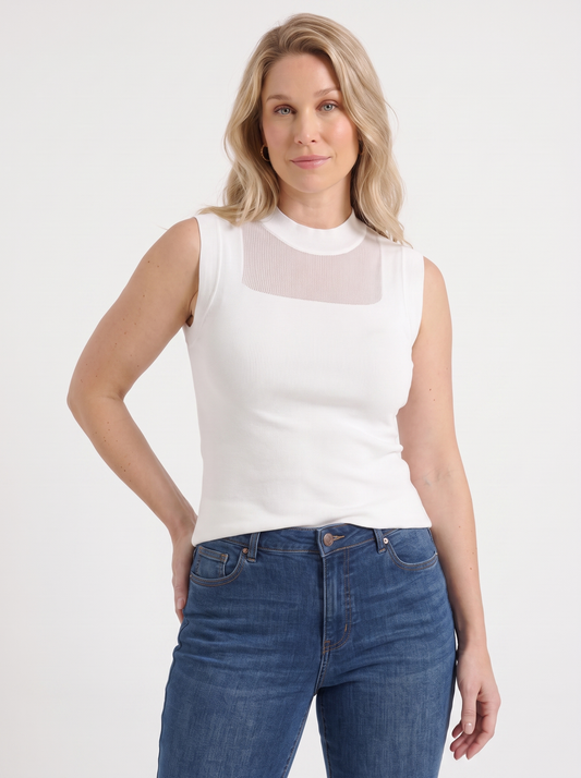 Gemma Mesh Panel Ribbed Top