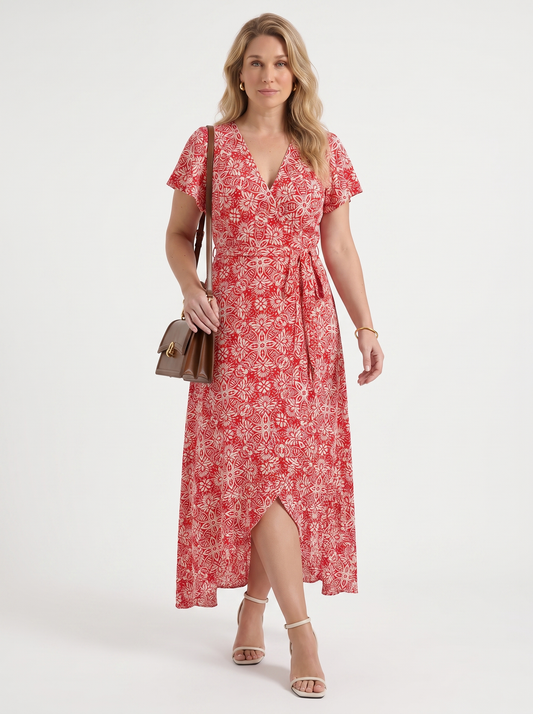 Sorina Graphic Print Wrap Maxi Dress