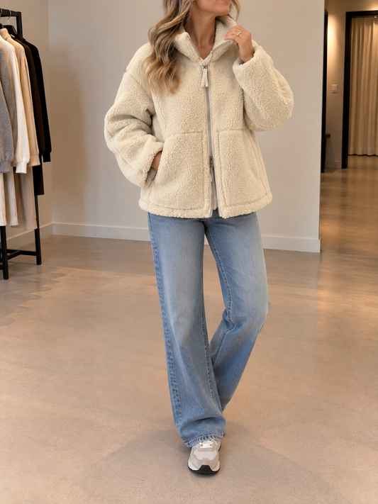 Nessa Oversized Teddy Fleece Zip Jacket