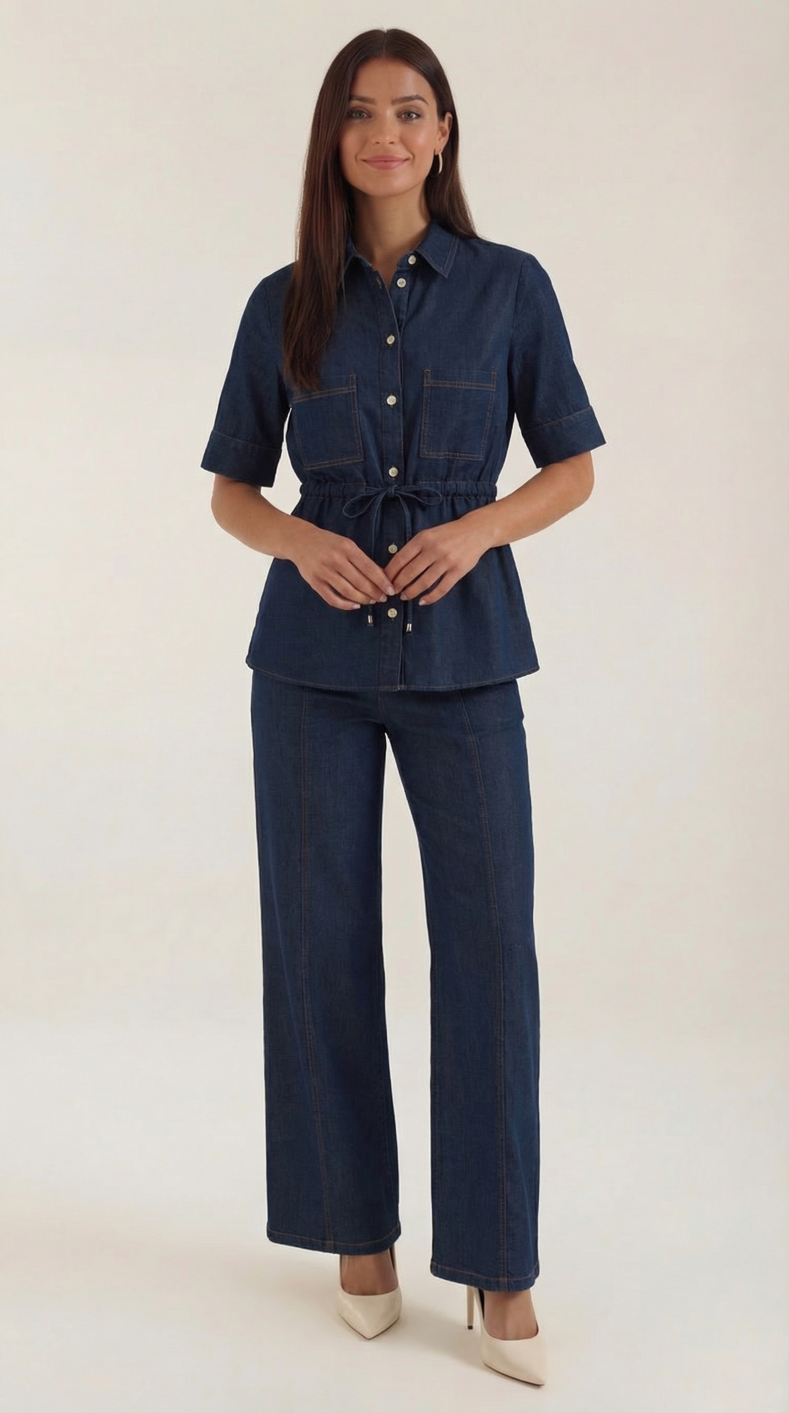 Jade Denim Wide-Leg Pants