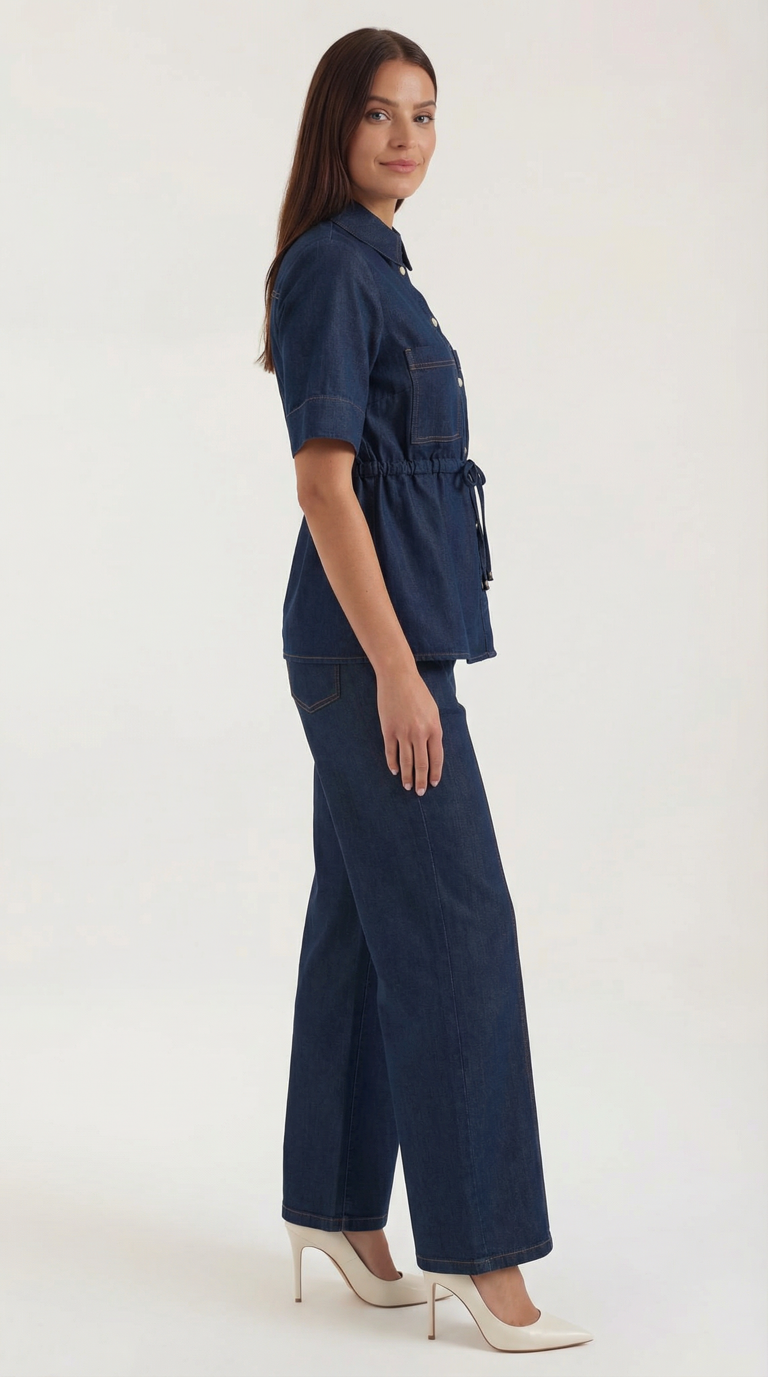 Jade Denim Wide-Leg Pants