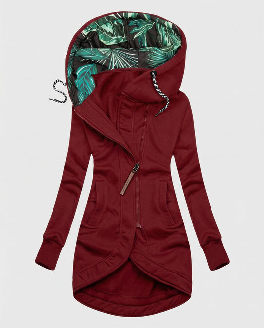 Fiana Asymmetric Hem Hooded Winter Coat