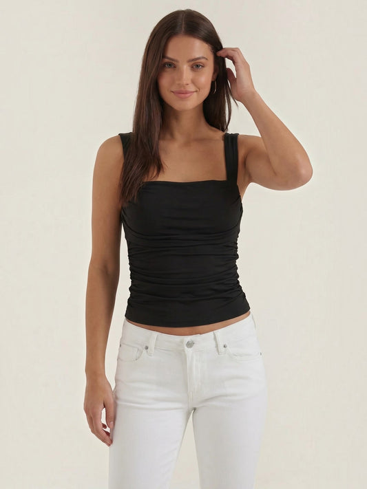 Blair Ruched Sleeveless Square Top