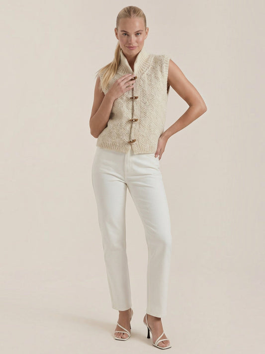 Nellie Cable Knit Wooden Button Vest