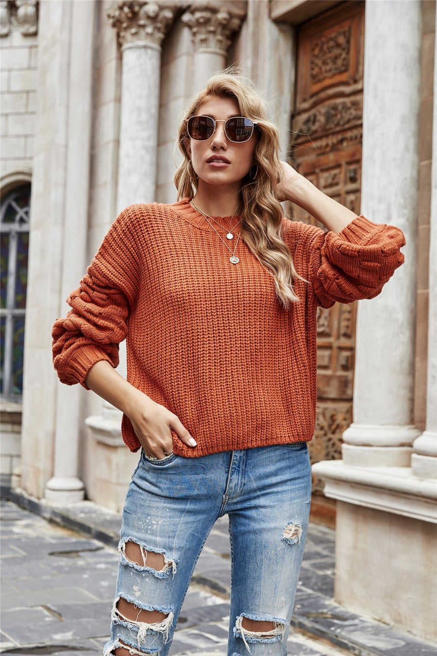 Mireya Cropped Bell Sleeve Knit Sweater