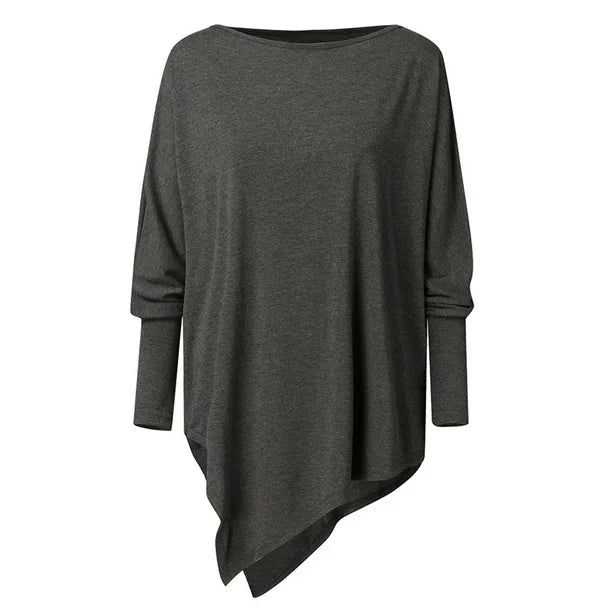 Maeva Asymmetric Hem Oversized Boat Neck Sweater