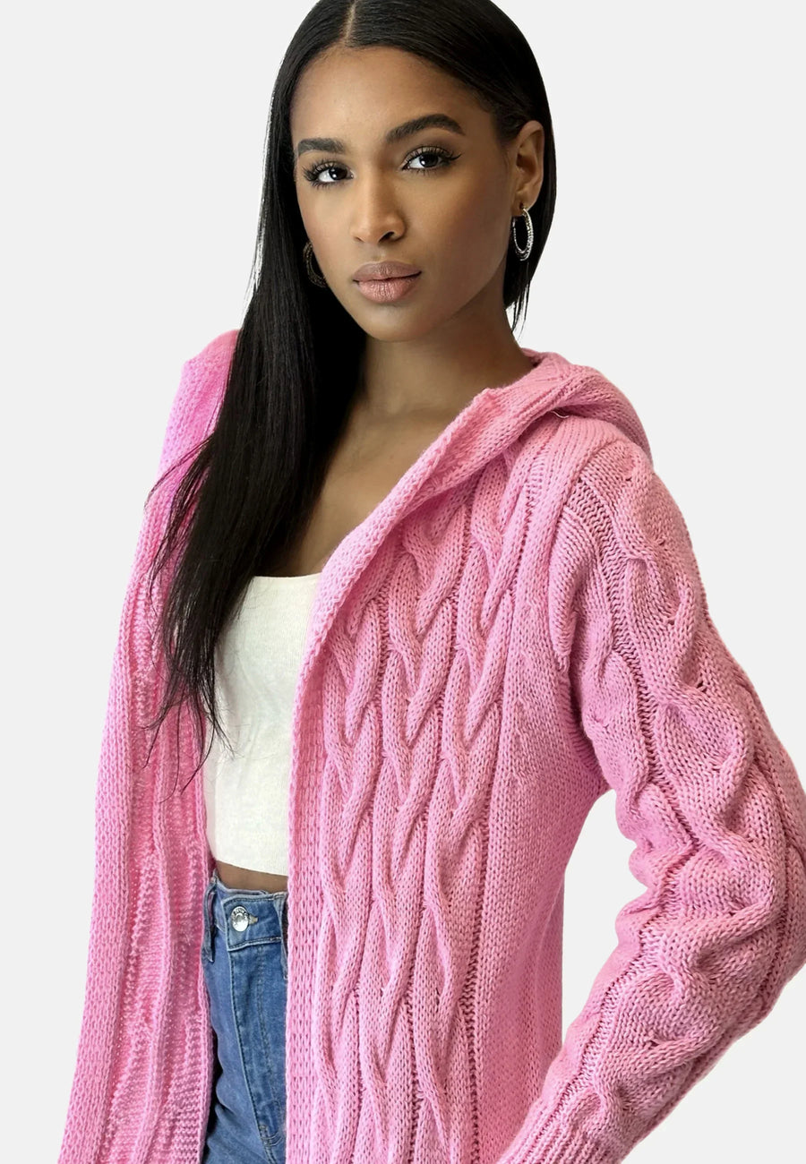 Nynke Long Hooded Knit Cardigan