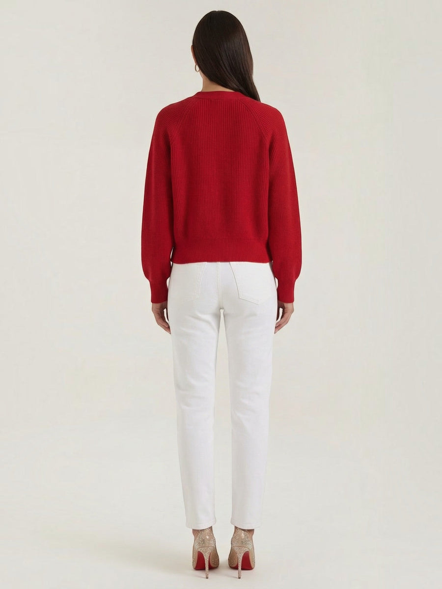 Jessica Ribbed V Neck Button Cardigan