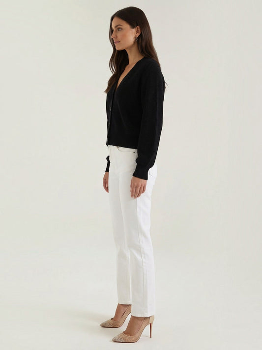 Jessica Ribbed V Neck Button Cardigan