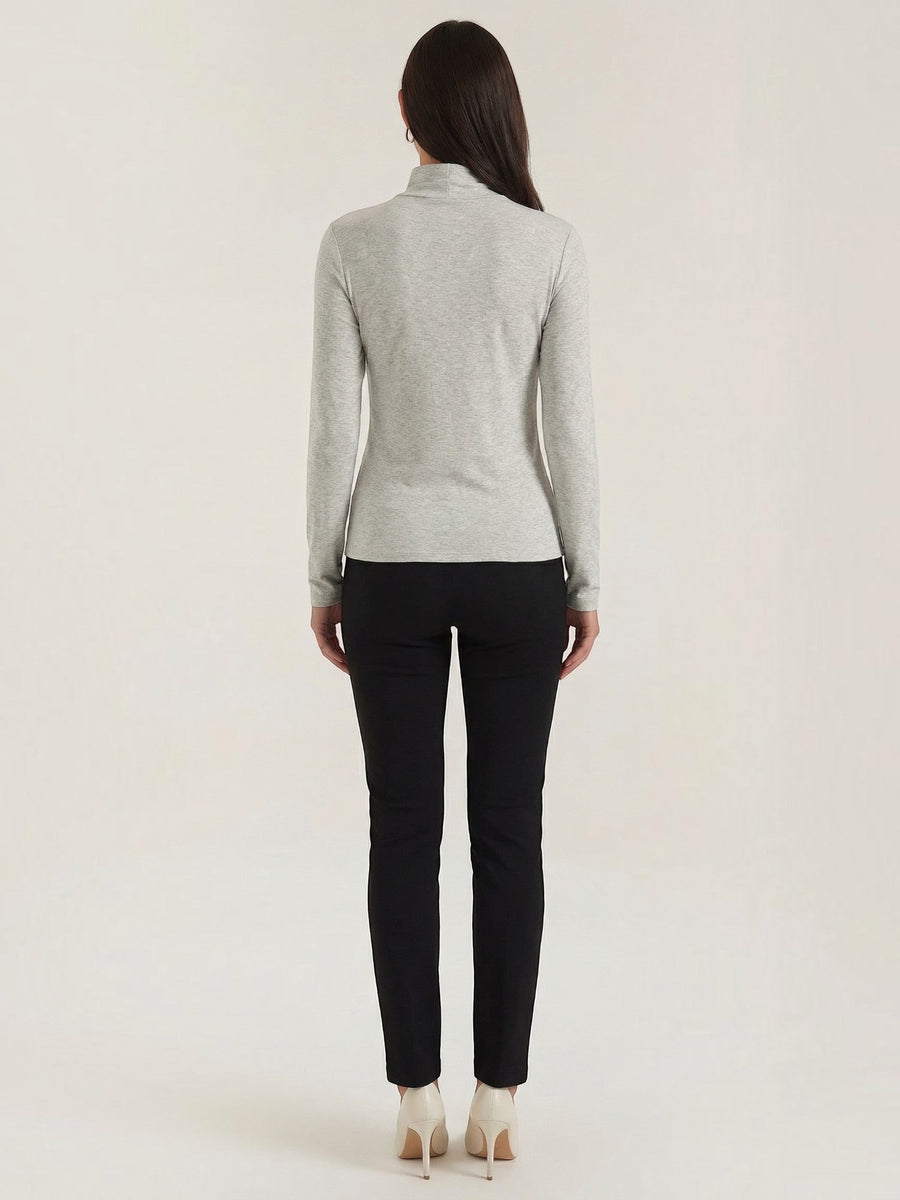 Barbara Cut Out Stand Collar Long Sleeve Top