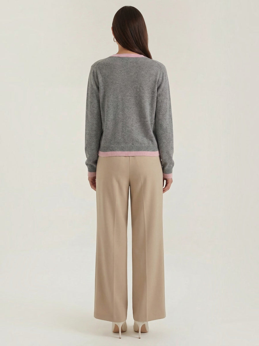 Wynona Contrast Stripe Wool Blend Cardigan