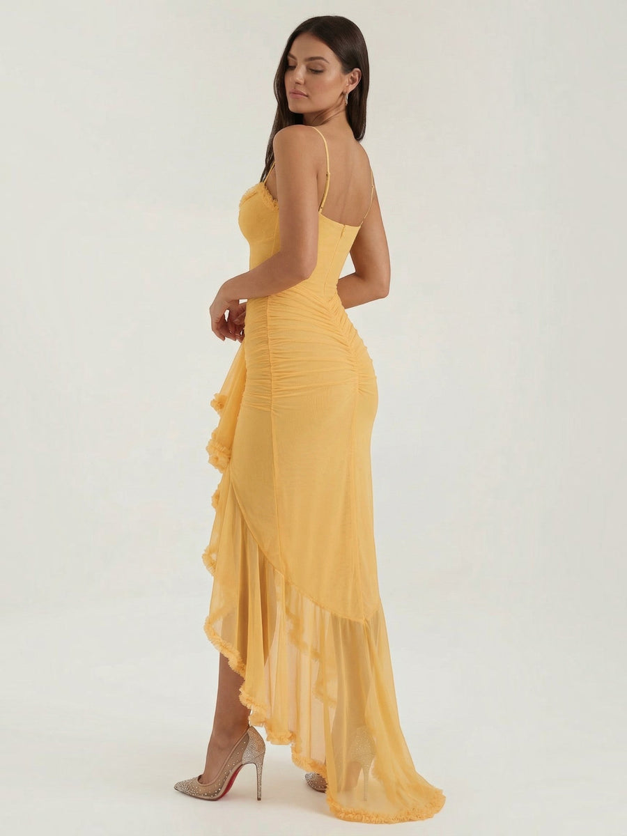 Wisteria Ruffle High Low Maxi Dress