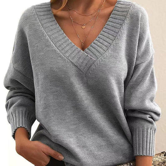 Lenora Deep V Neck Relaxed Sweater