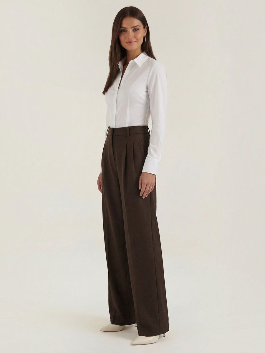 Hazel High Waisted Wide Leg Pants with Crease