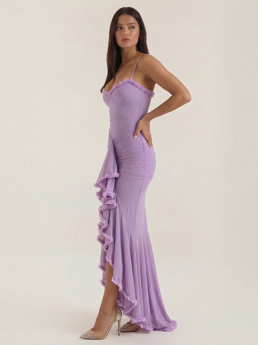 Wisteria Ruffle High Low Maxi Dress