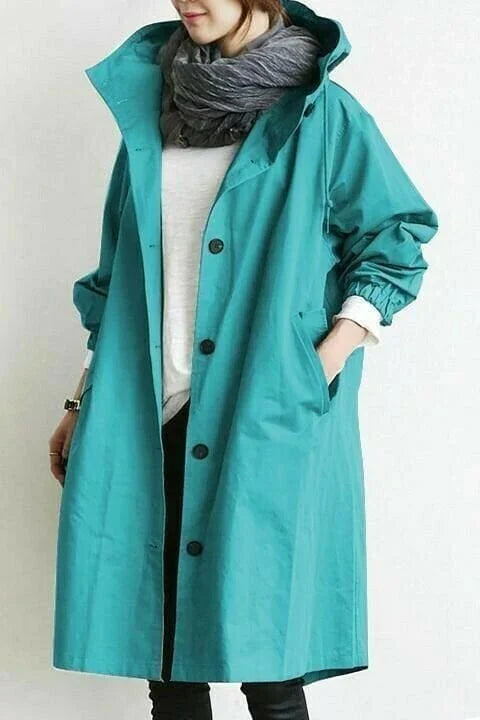 Benedetta Oversized Hooded Windbreaker Rain Jacket
