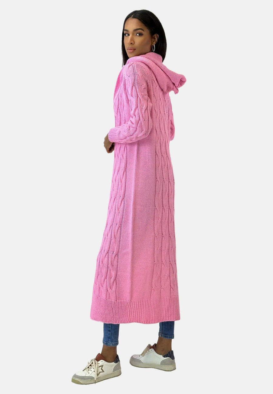 Nynke Long Hooded Knit Cardigan