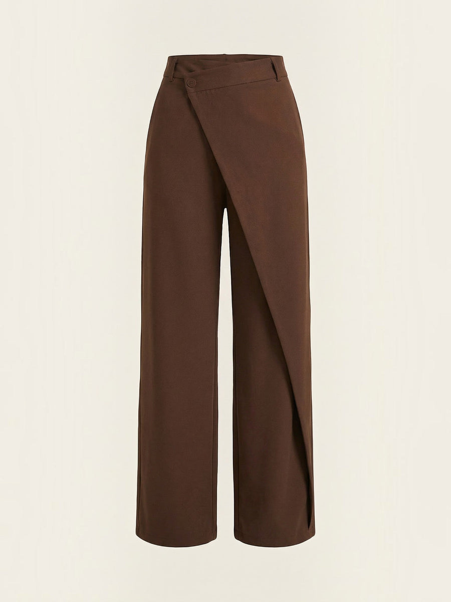 Jean High Waisted Asymmetric Wide Leg Pants