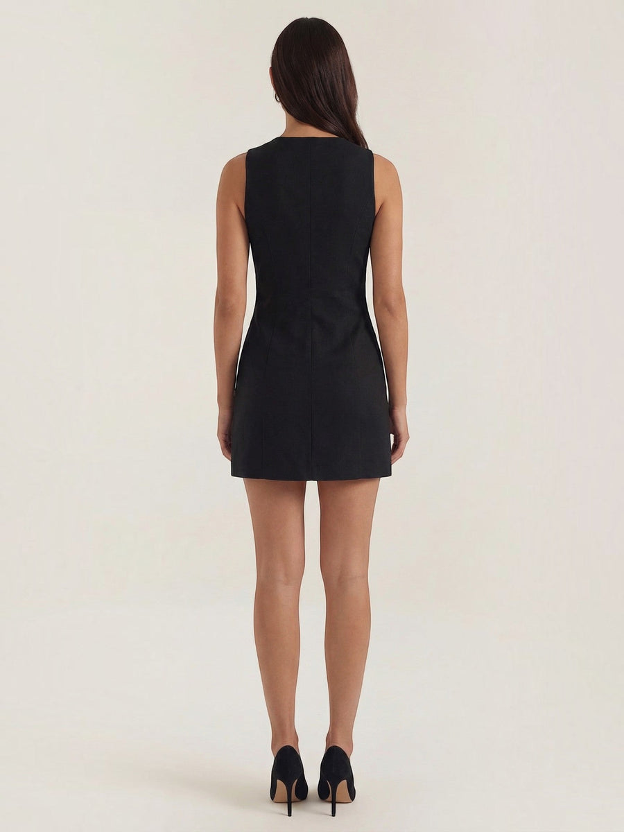 Patricia Button Front Sleeveless Mini Dress