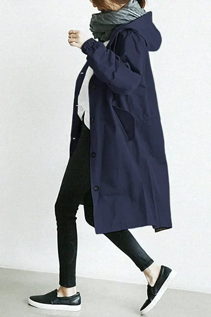 Benedetta Oversized Hooded Windbreaker Rain Jacket