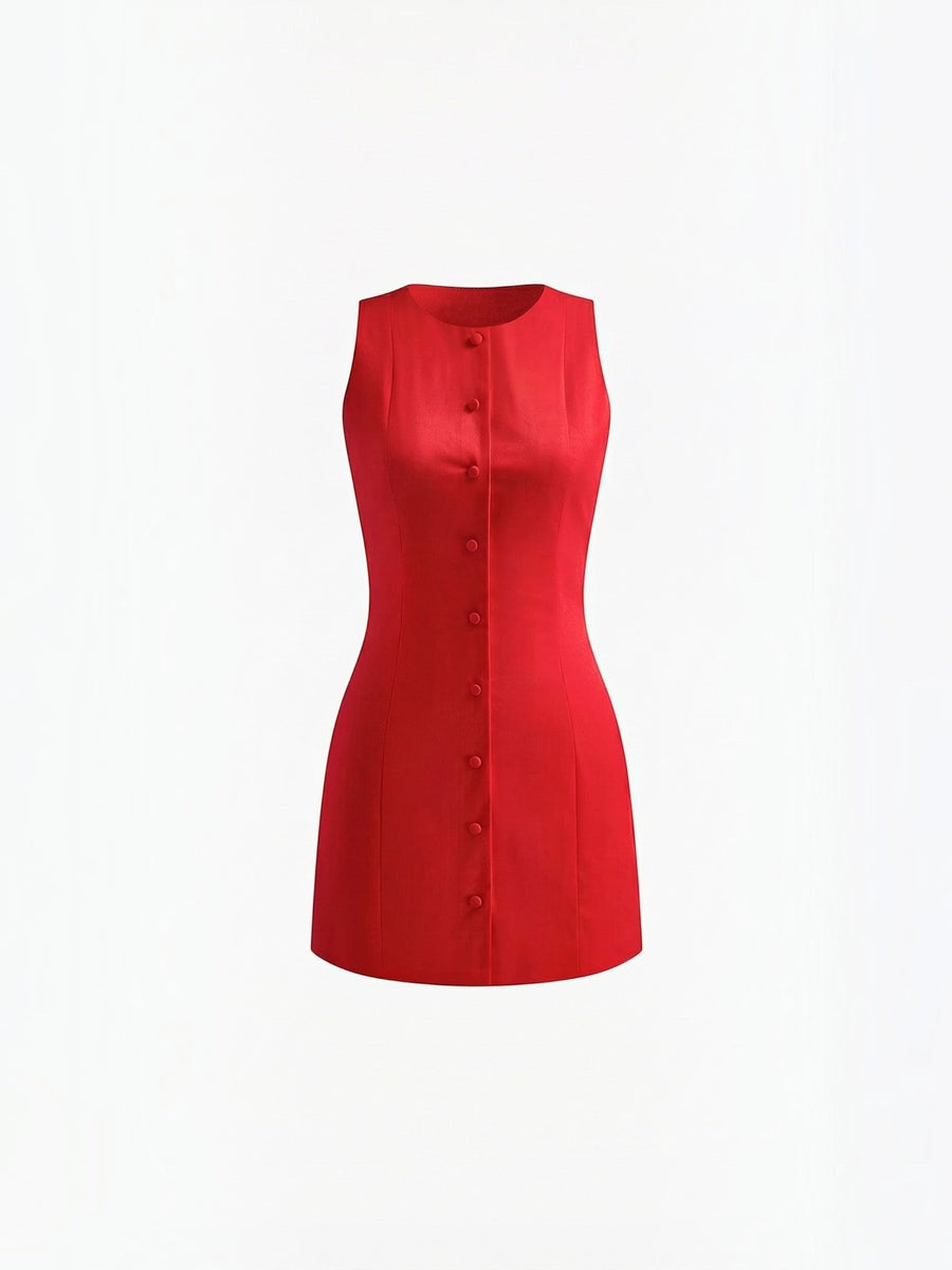 Patricia Button Front Sleeveless Mini Dress