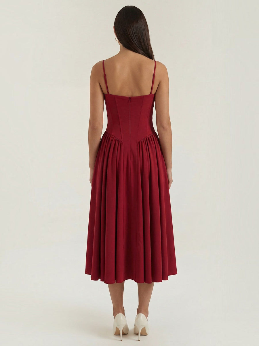 Odette Corset Style Strappy Midi Dress