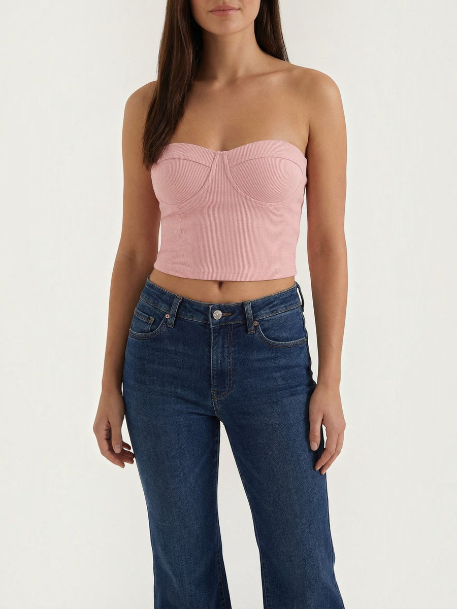 Hermione Strapless Corset Style Knit Top