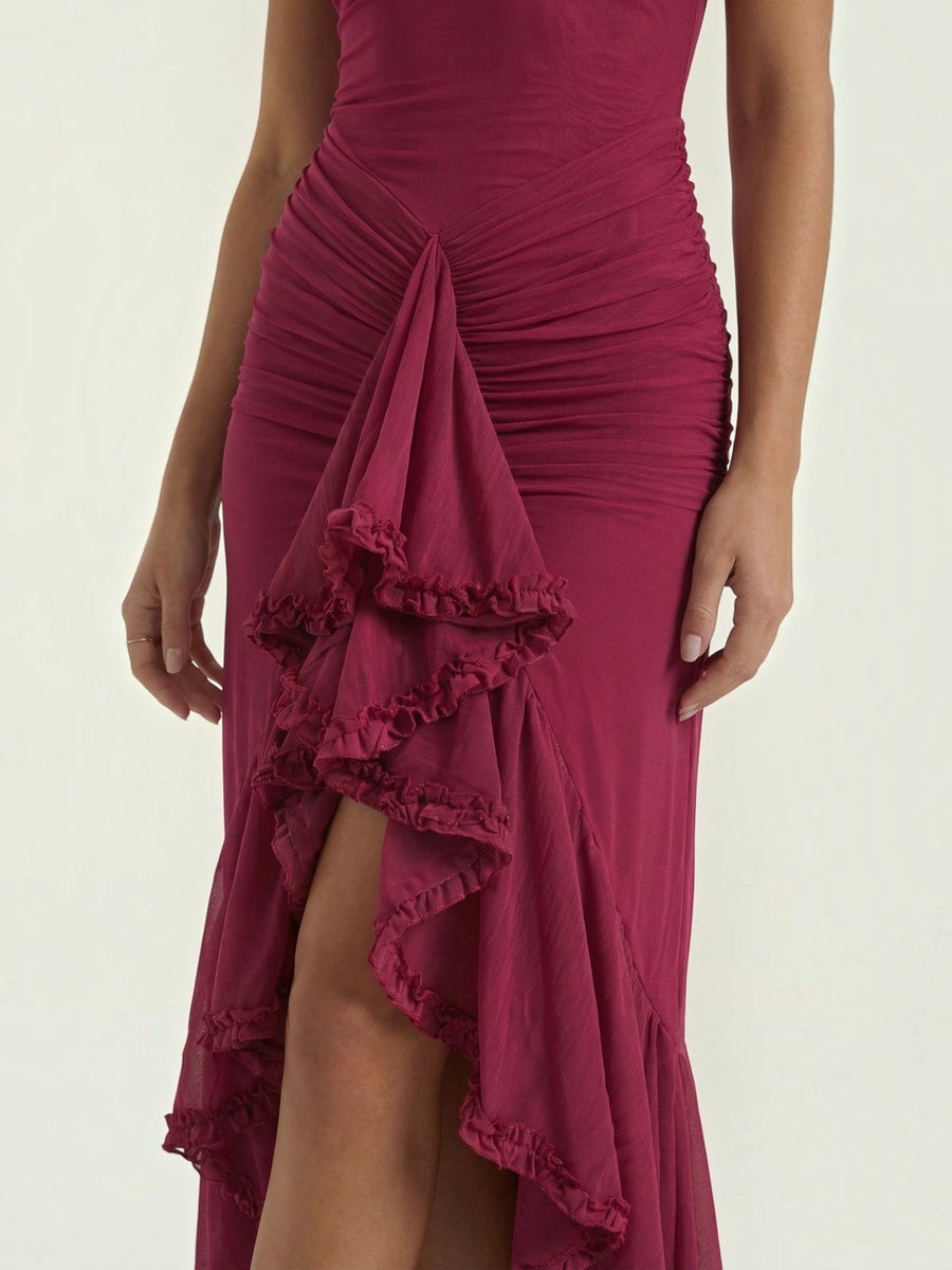 Wisteria Ruffle High Low Maxi Dress