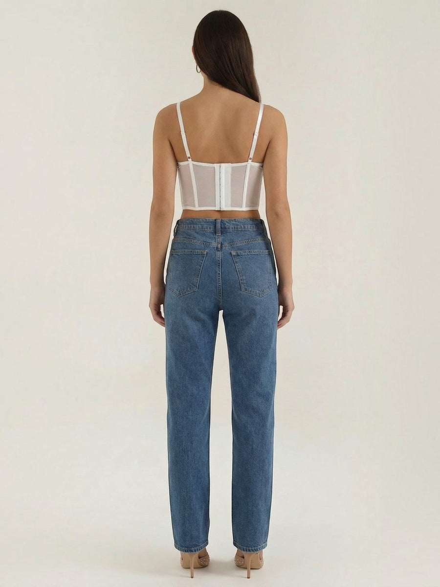 Penelope Mesh Panel Corset Crop Top