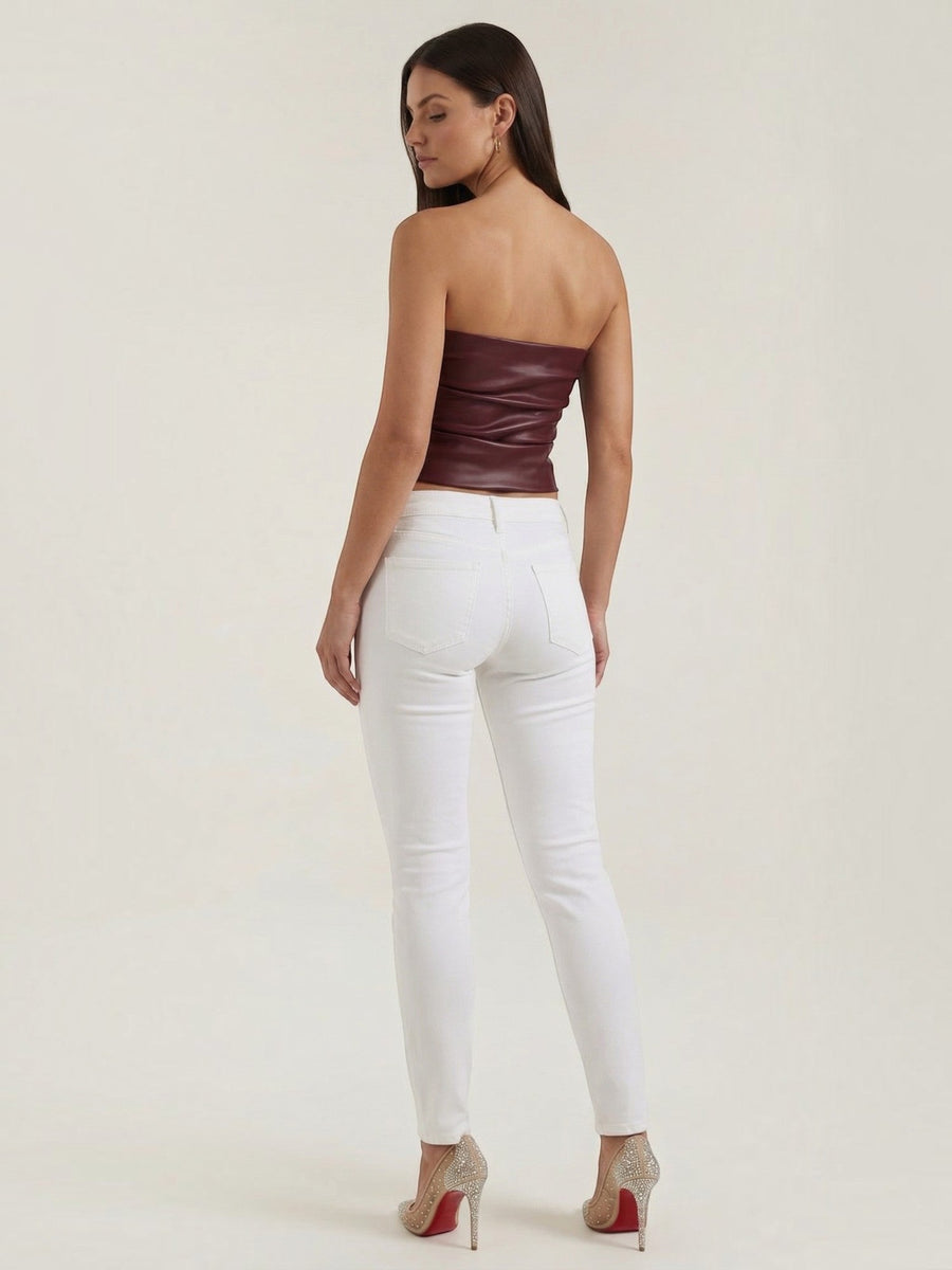 Cassie Faux Leather Corset Style Bandeau Top