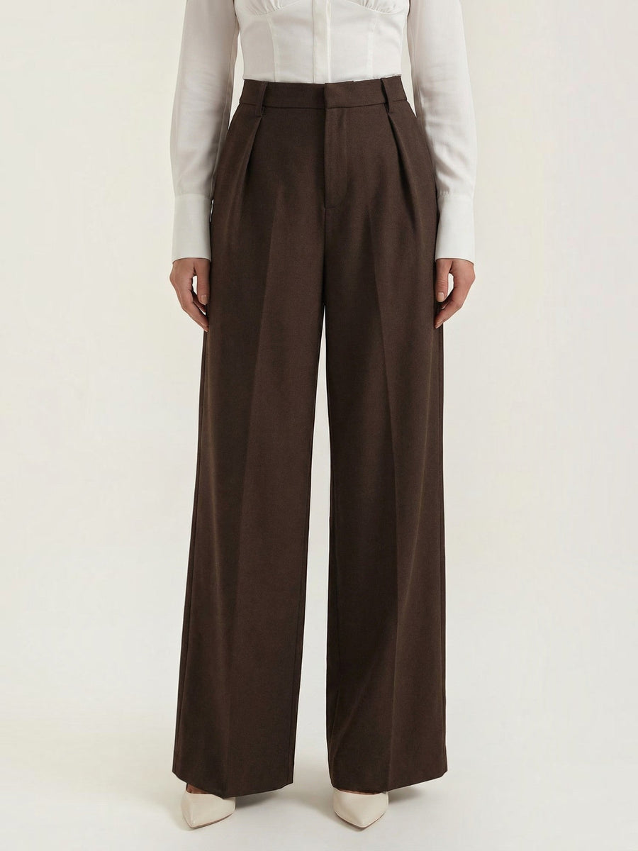 Hazel High Waisted Wide Leg Pants with Crease