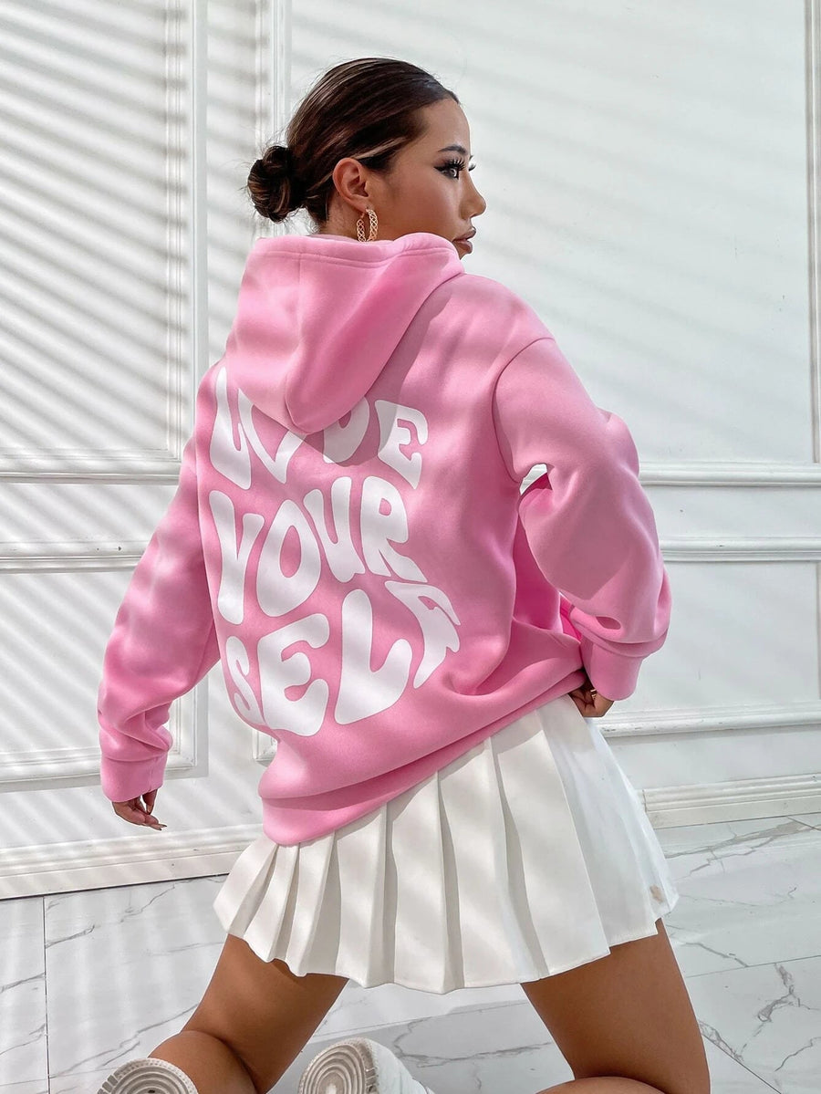 Kalea Oversized Love Yourself Back Print Hoodie