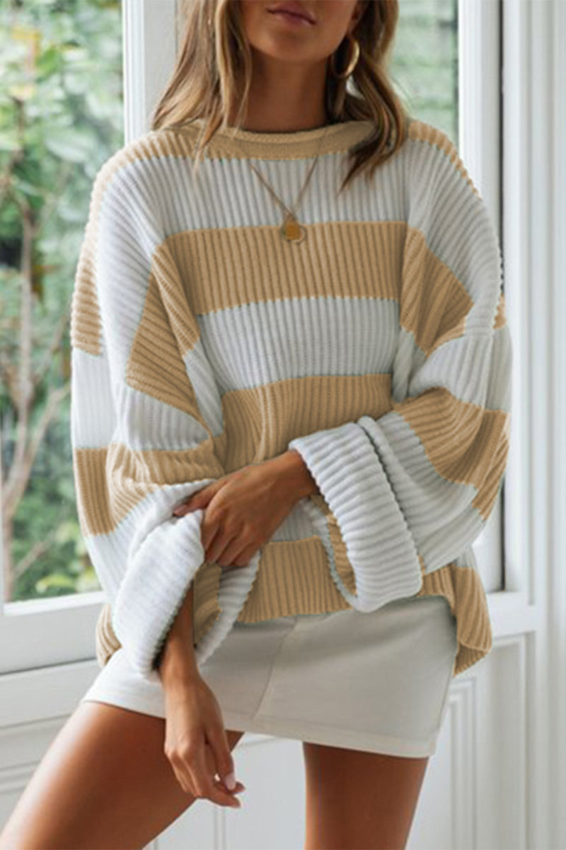 Angel Striped Contrast Crew Neck Sweater