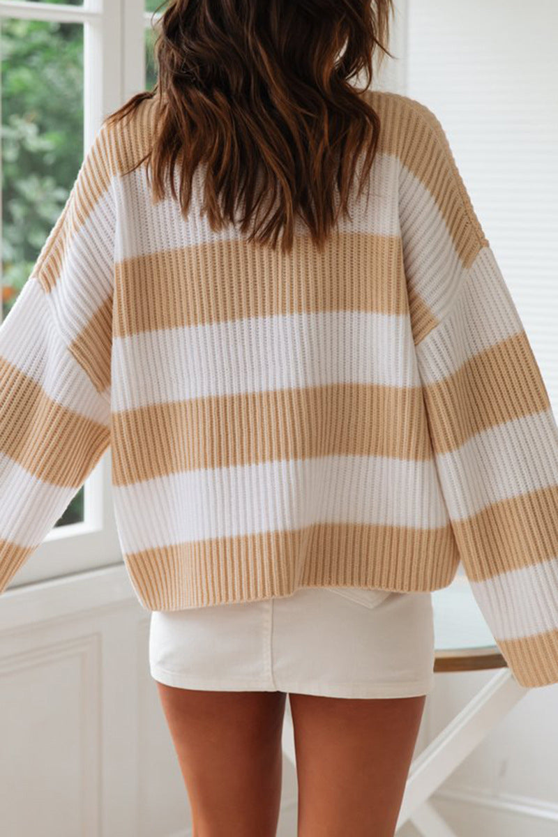 Angel Striped Contrast Crew Neck Sweater