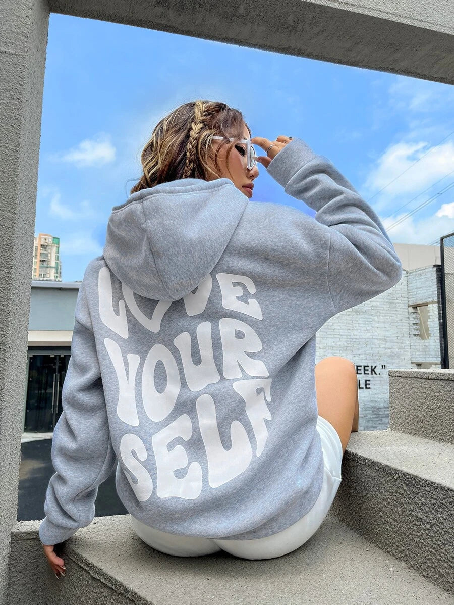 Kalea Oversized Love Yourself Back Print Hoodie