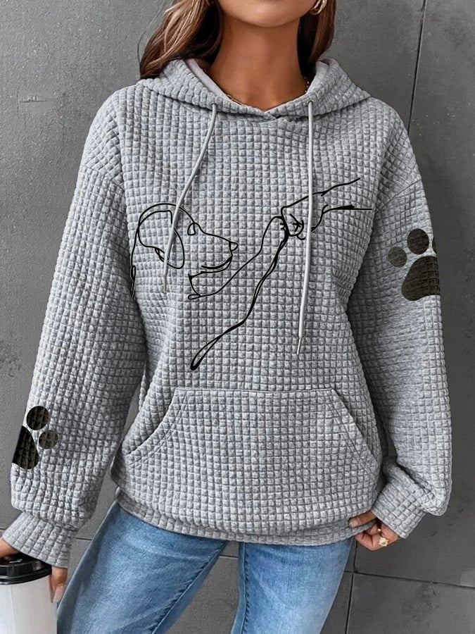 Olina Dog Paw Waffle Knit Hoodie