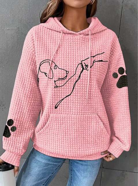 Olina Dog Paw Waffle Knit Hoodie